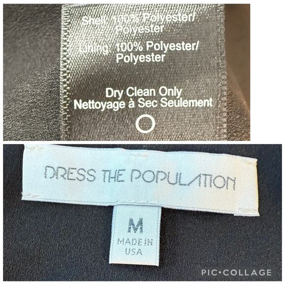 Dress the Population Ava Black Lace Mini Dress Medium Plunge V Neck Whimsigoth - Picture 16 of 16